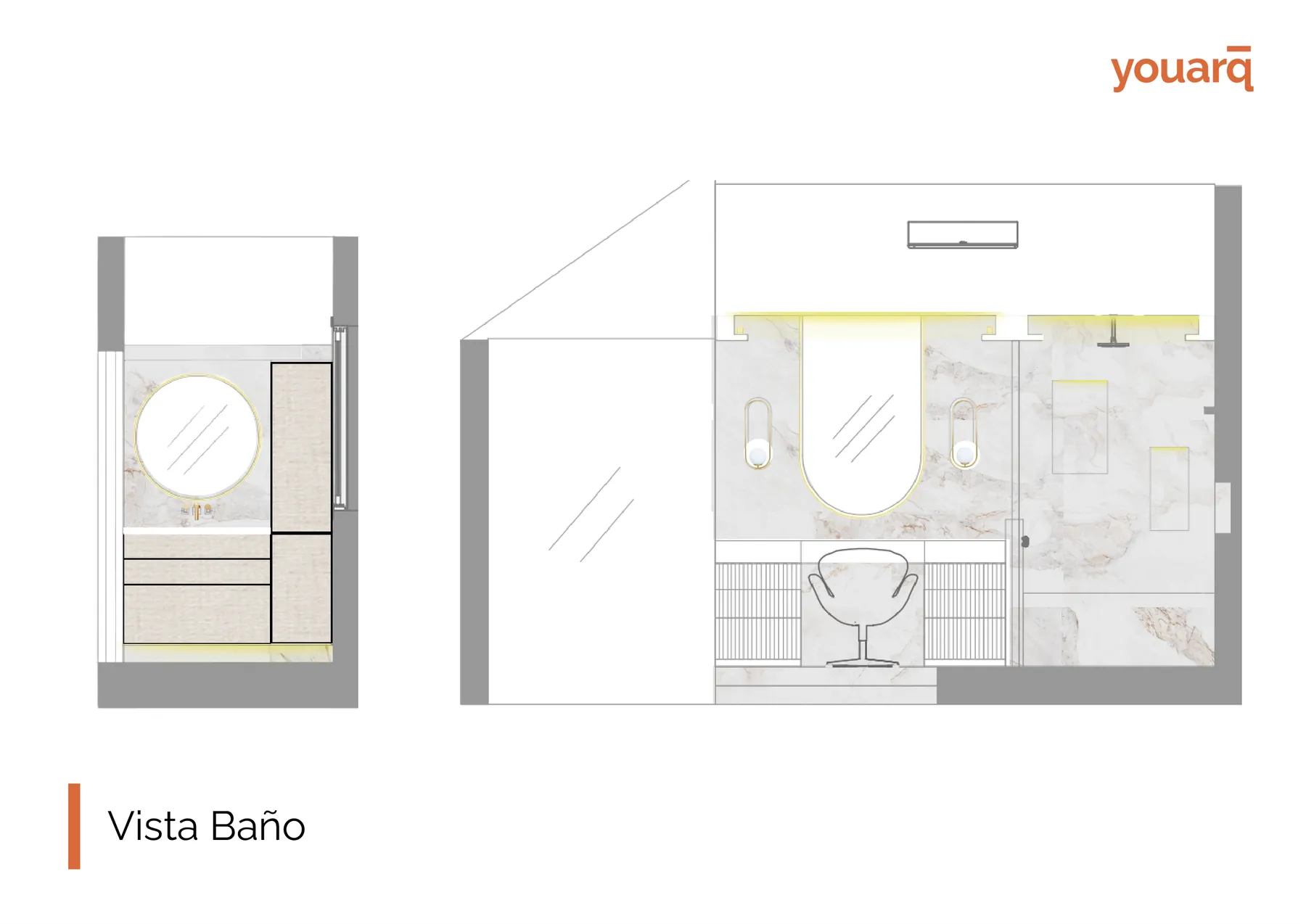 Vistas proyectadas del baño